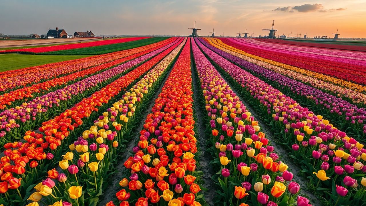 Ethereal Tulip Fields Netherlands from Above