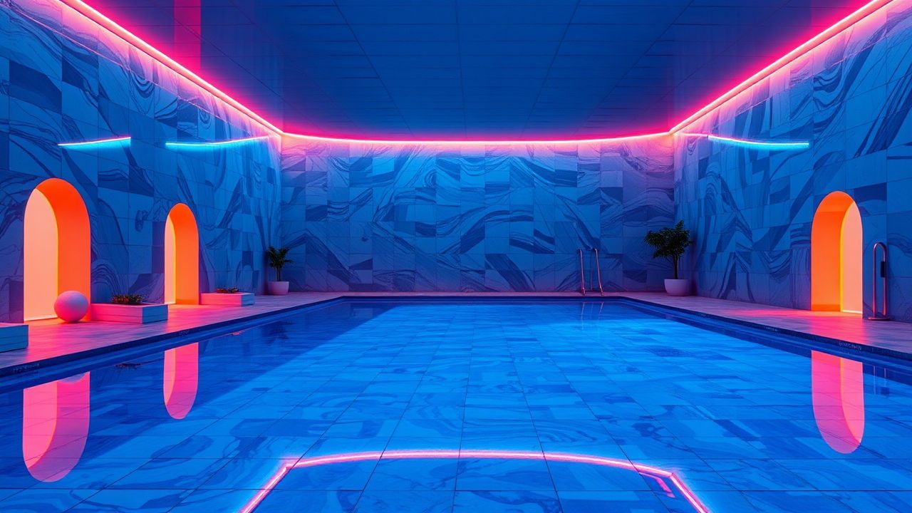 Retro Liminal Pool Empty