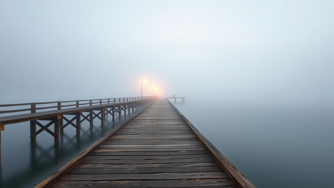 Calm Foggy Pier Disappearing