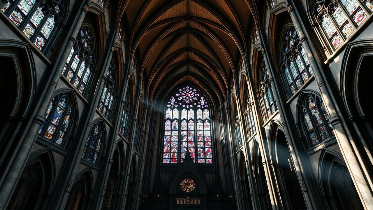 Ancient Gothic Cathedral Buttresses Drama