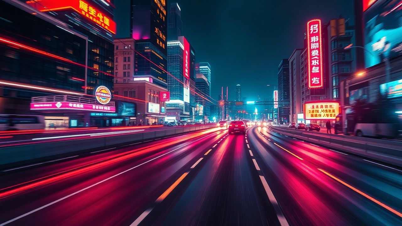 Neon Outrun Drive City by Night