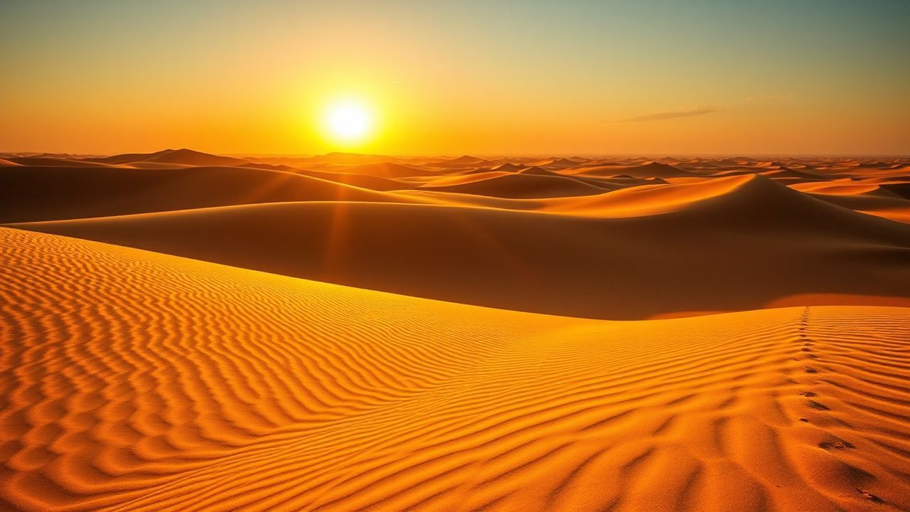 Dramatic Sahara Dunes Ripples in Golden Light