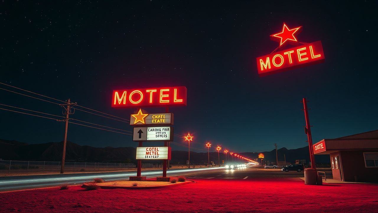 Nostalgic Motel Sign Vacancy Neon Dreams