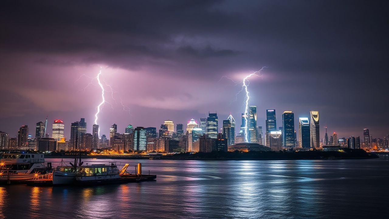 Verdant Lightning Bolt City by Night