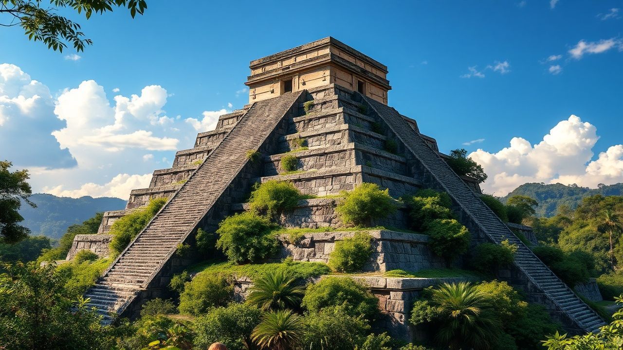 Crumbling Mayan Pyramid Jungle Ruins