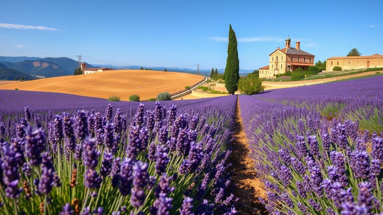 Golden Provence Lavender Farmhouse in Summer