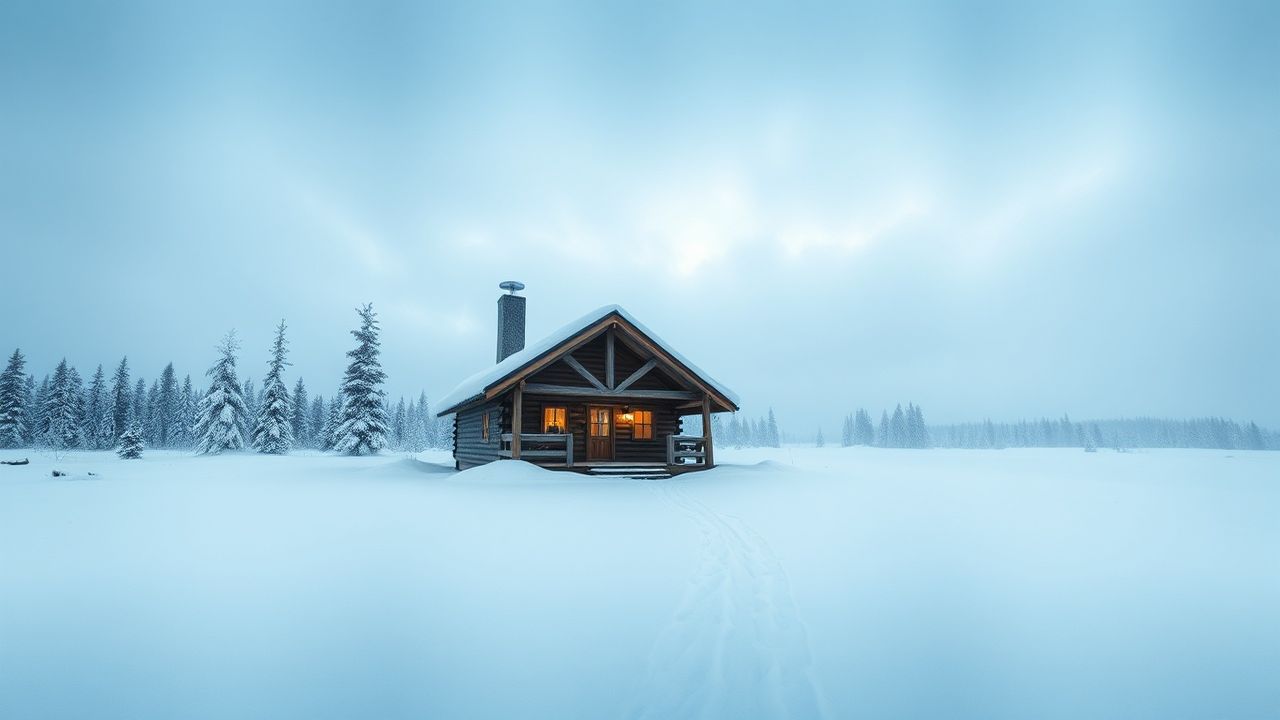Serene Nordic Cabin Isolation in Winter