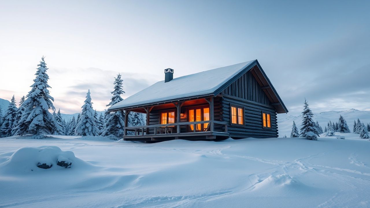 Calm Nordic Cabin Isolation in Winter