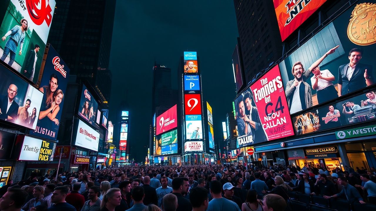 Sleepless Times Square Billboards by Night