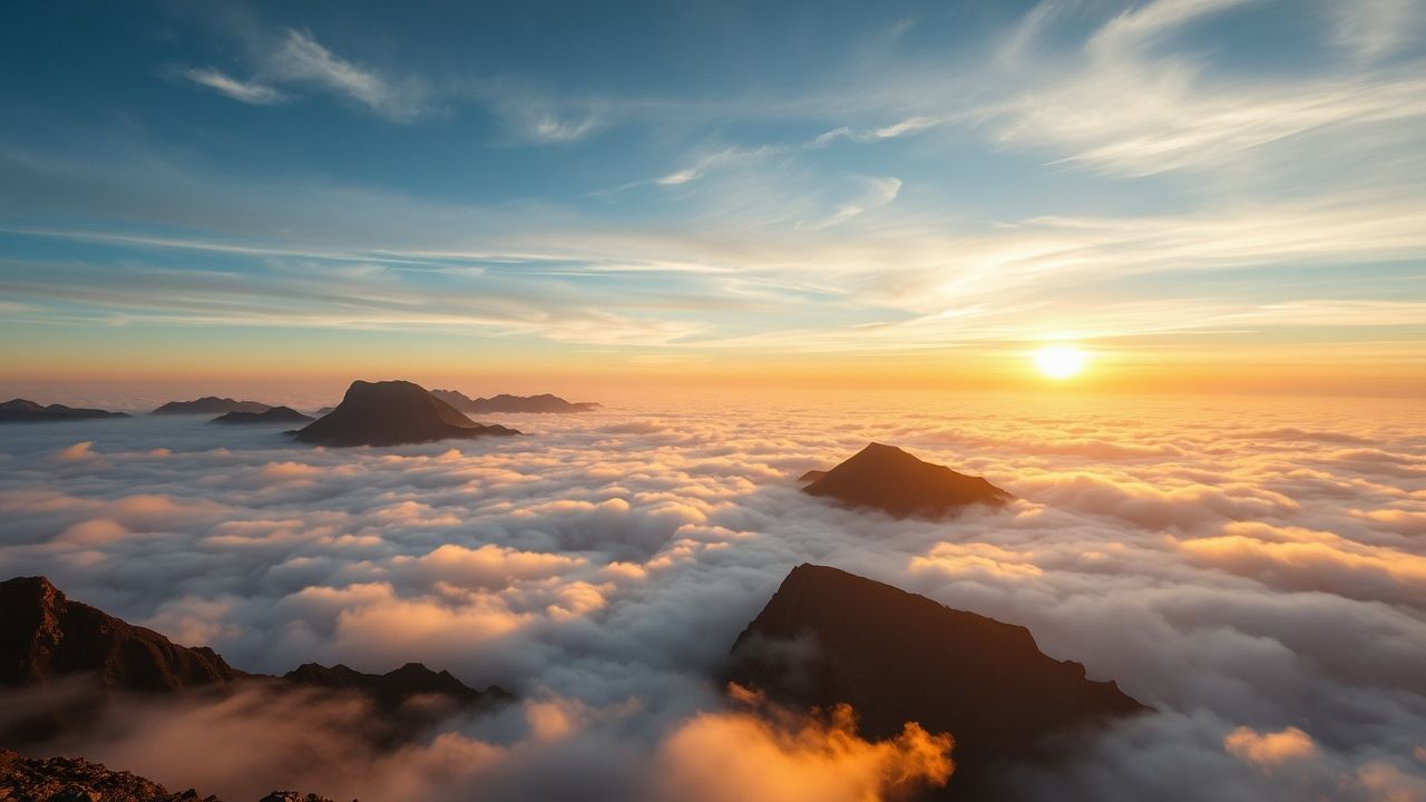 Stunning Sea Clouds Peaks in the Mist