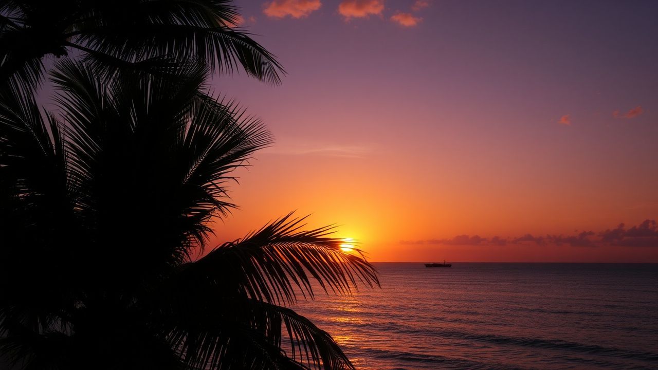 Golden Palm Silhouettes Orange at Sunset