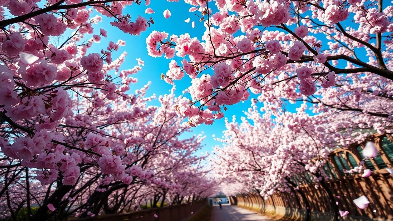 Verdant Japan Cherry Blossom in Spring