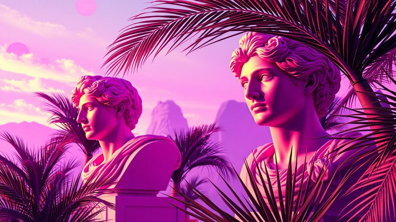 Nostalgic Vaporwave Roman Busts