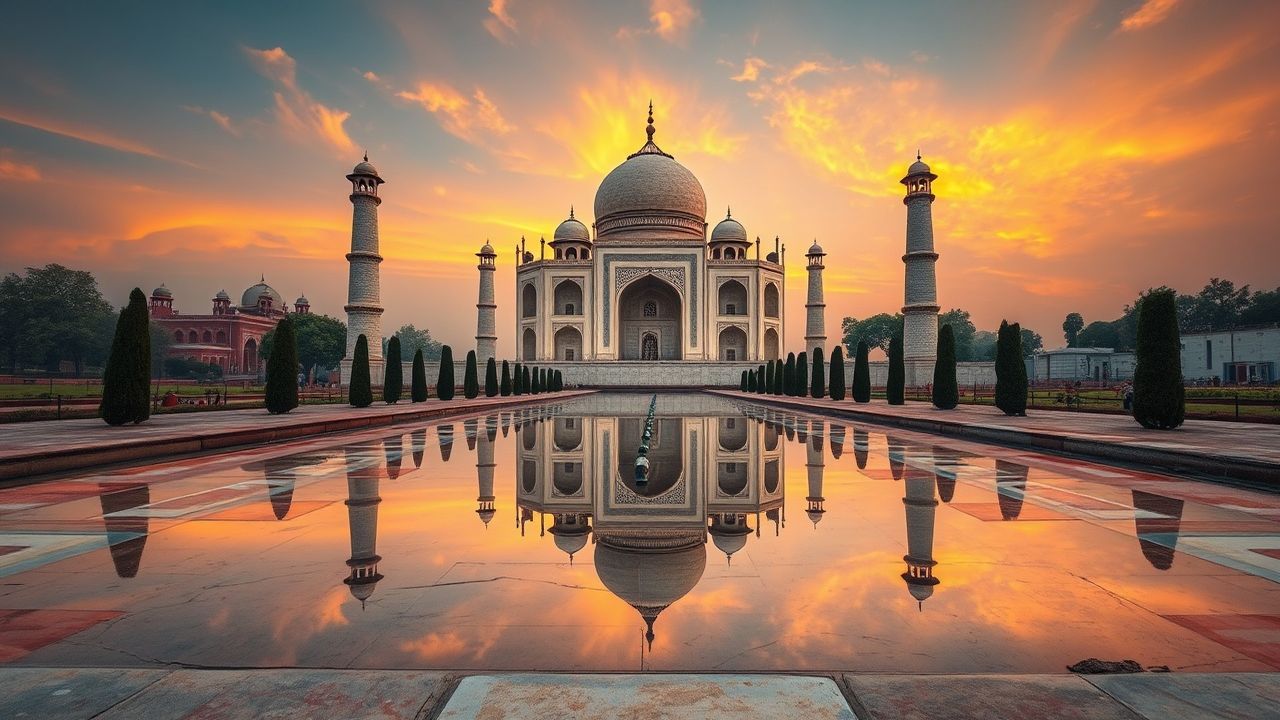 Timeless Taj Mahal Symmetry at Sunrise