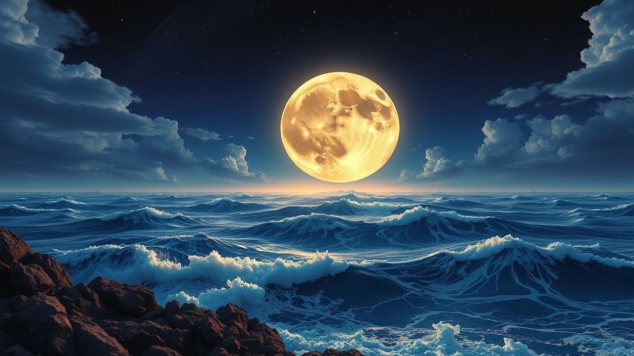 Infinite Giant Moon Touching by Night