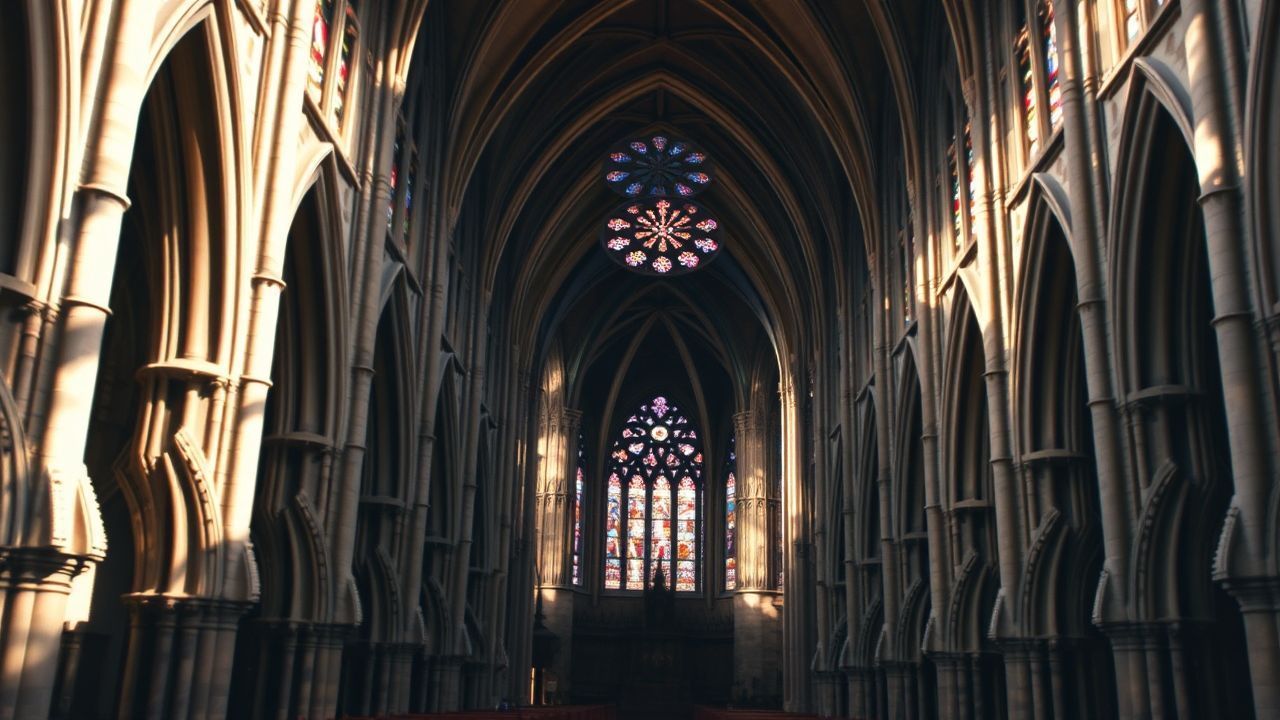 Monumental Gothic Cathedral Buttresses Drama