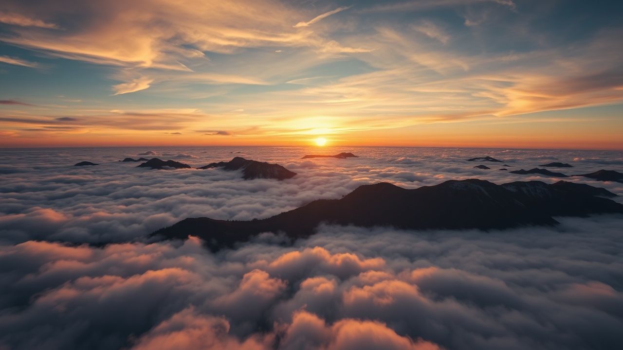 Lush Sea Clouds Peaks in the Mist