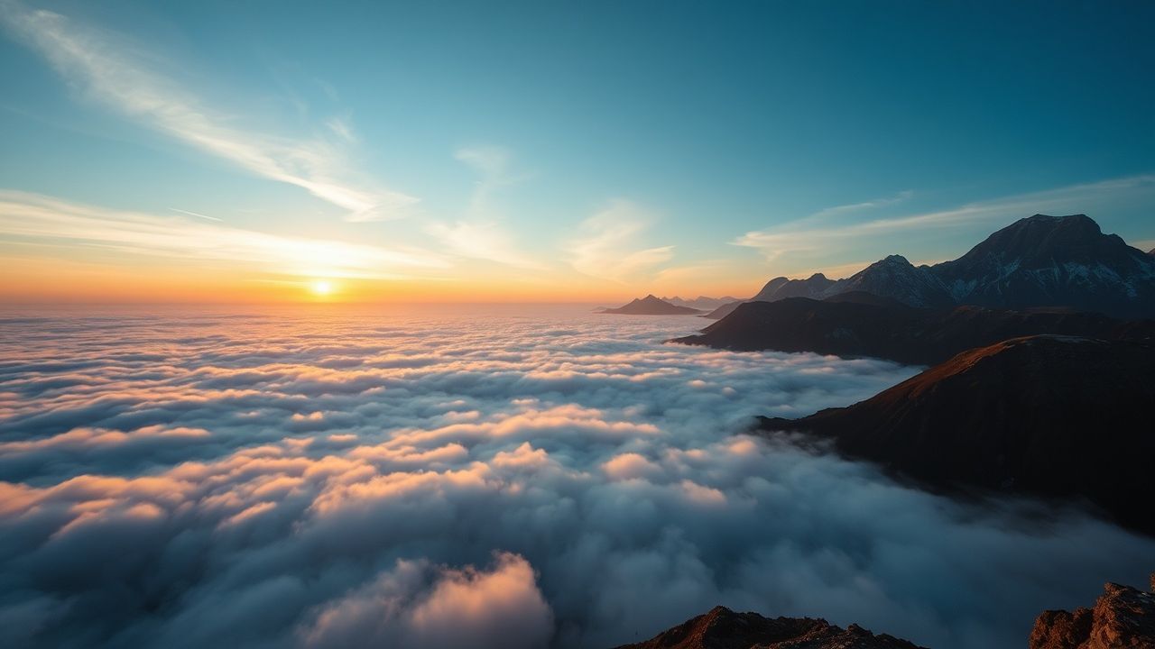 Ethereal Sea Clouds Peaks in the Mist