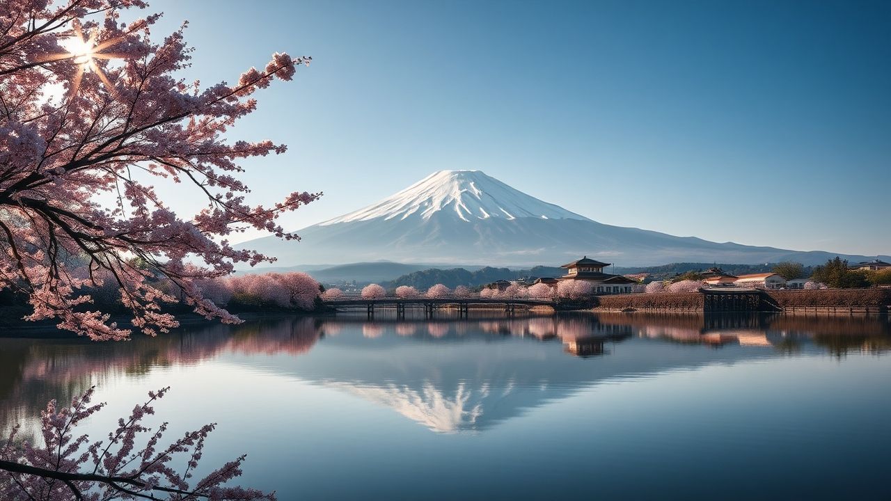 Pristine Mt. Fuji Cherry Blossoms in Spring