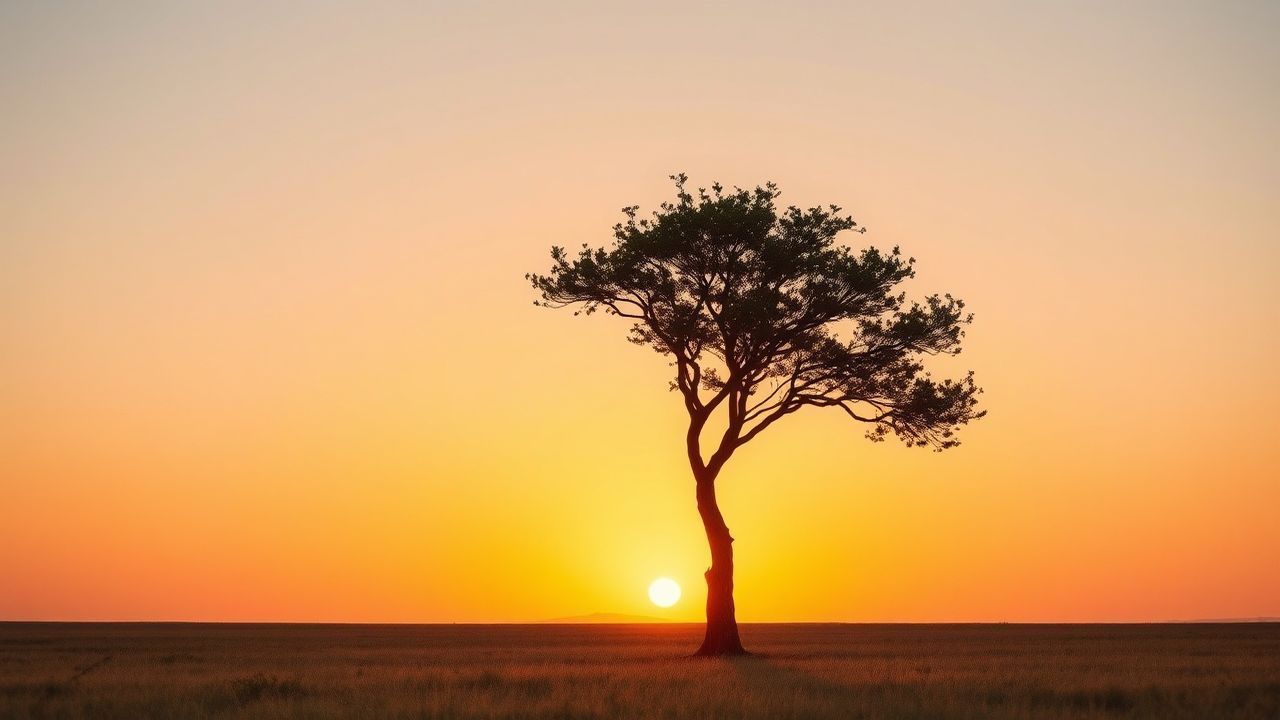 Elegant Single Tree Horizon at Sunset