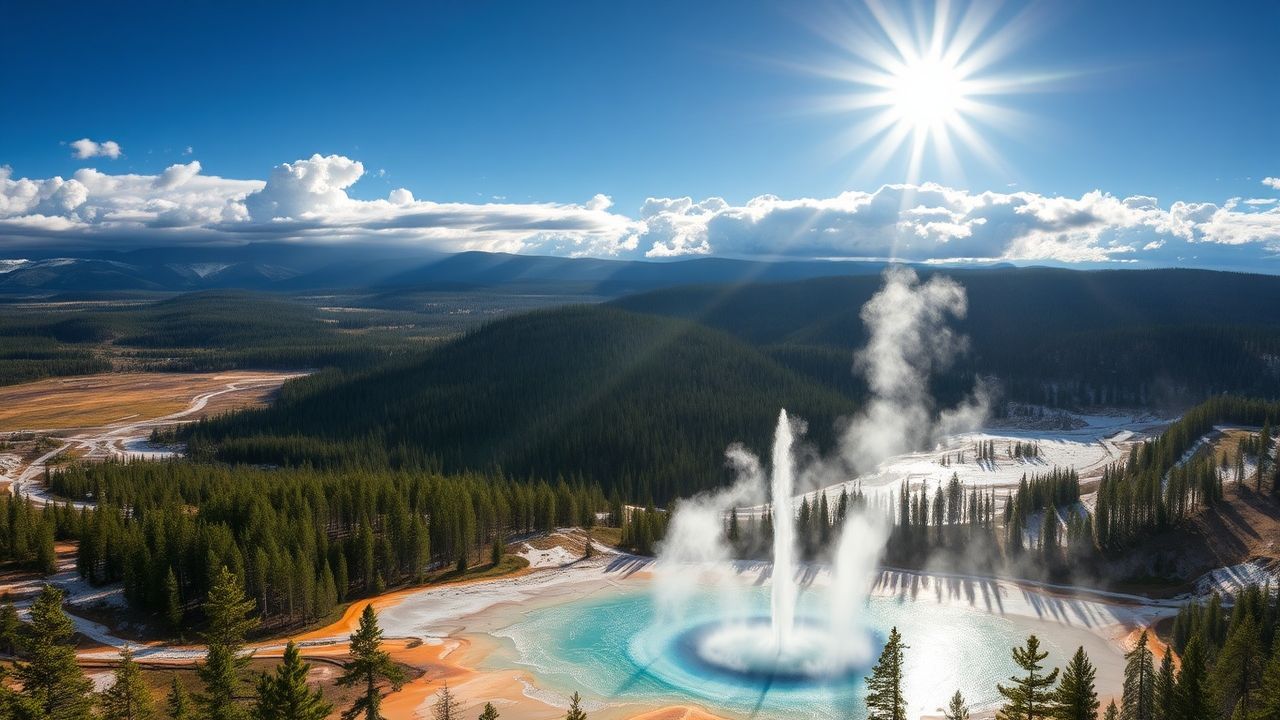 Dramatic Grand Prismatic Rainbow in Spring