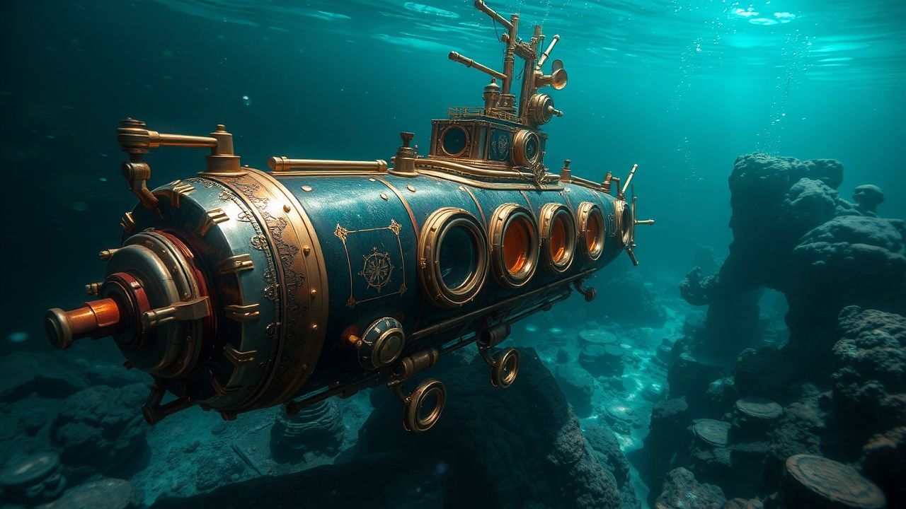 Steam-Powered Nautilus Submarine Brass Depths