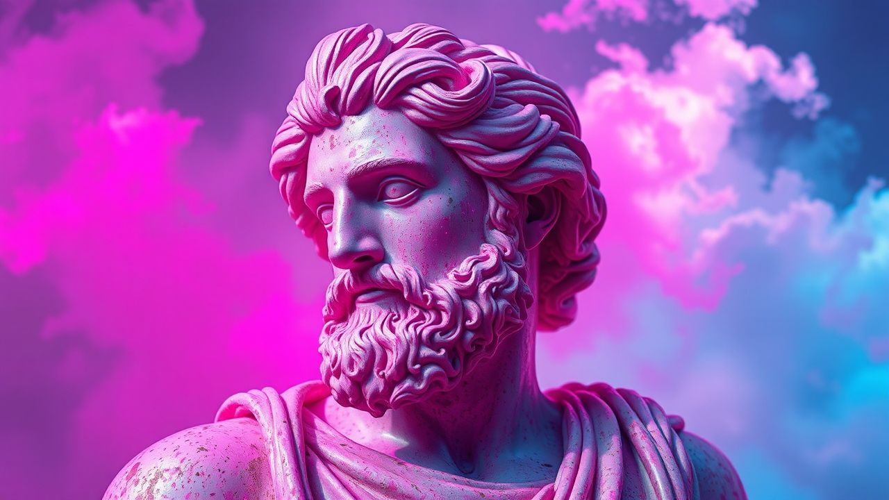 Neon Greek Statue Glitch