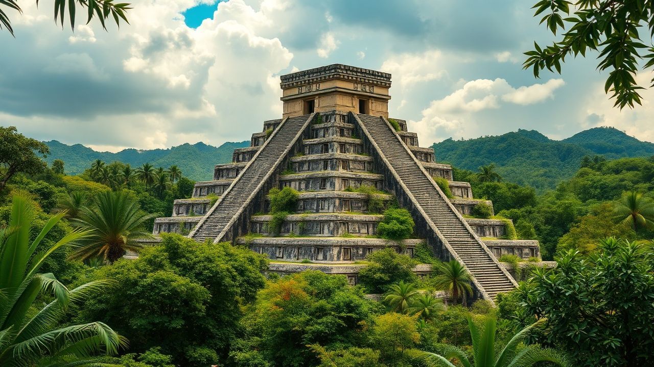 Ancient Mayan Pyramid Jungle Ruins