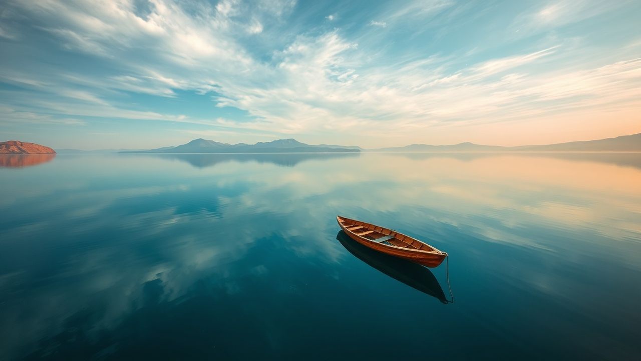 Silent Single Boat Calm Reflections
