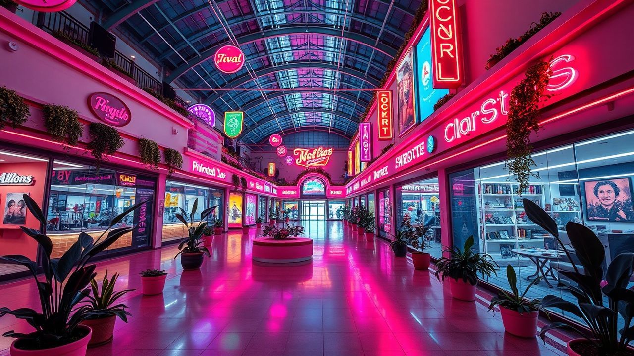 Neon Empty Mall 90s Neon Dreams