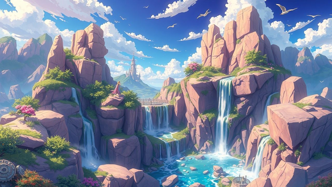 Dreamy Fantasy Landscape Floating Magic