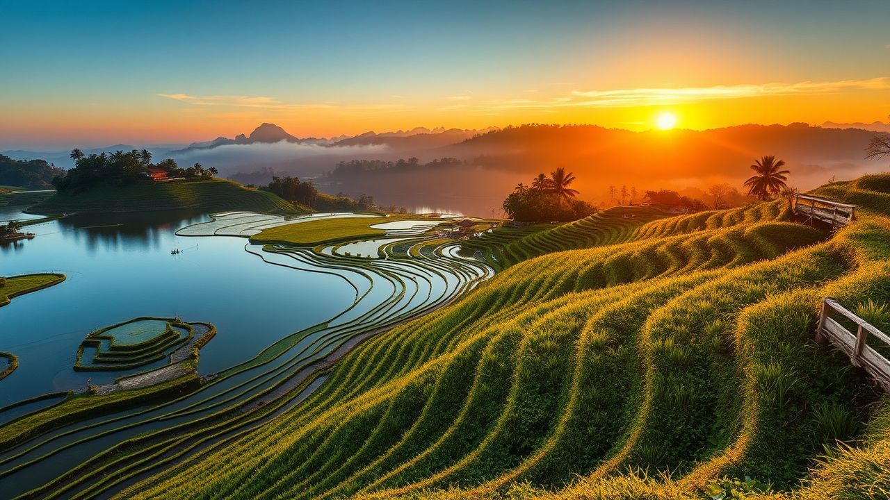 Verdant Bali Rice Terraces Reflections