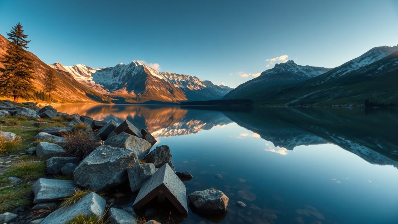 Pristine Mountain Lake Mirror Reflections