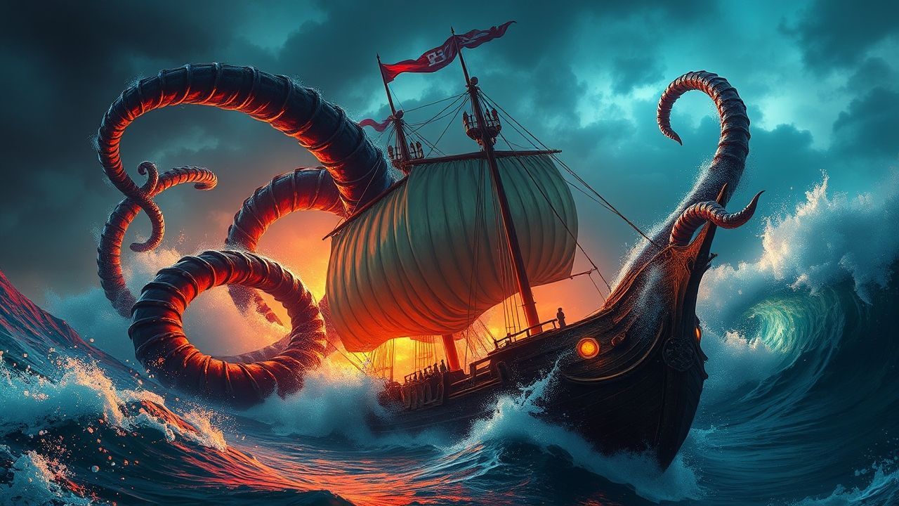 Legendary Kraken Attacking Ship Storm