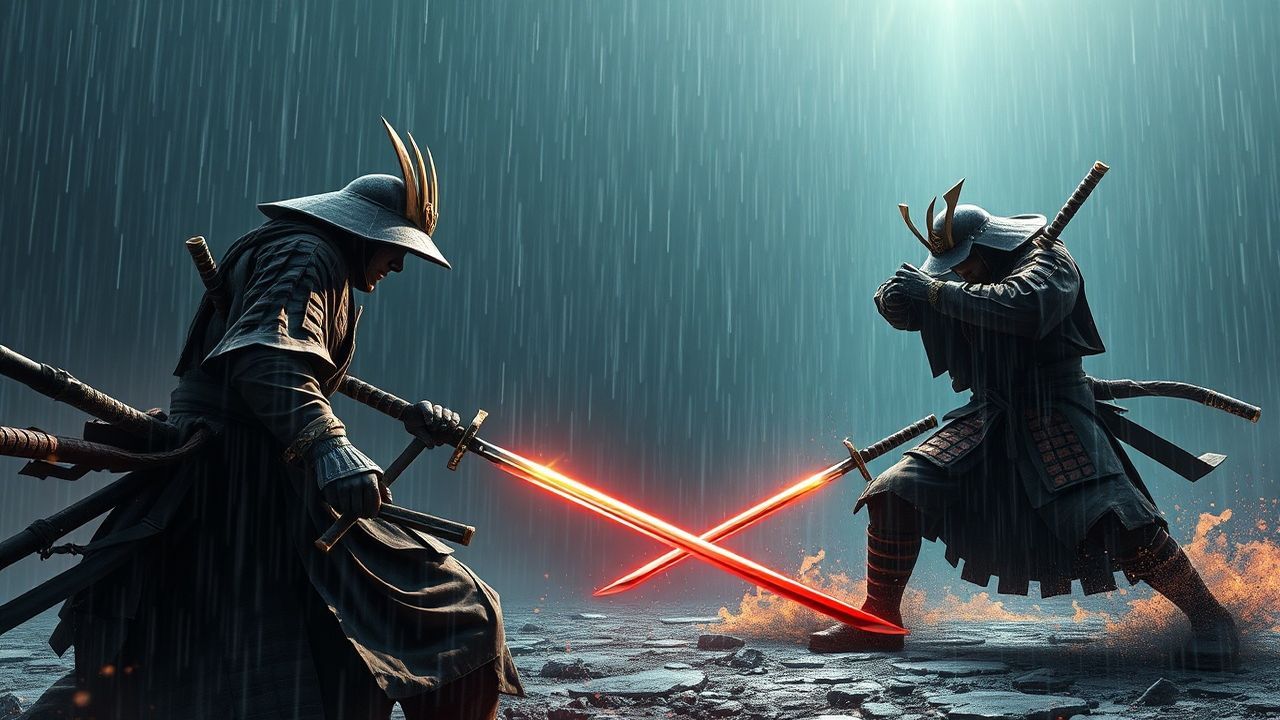 Twilight Samurai Duel Dark in the Rain