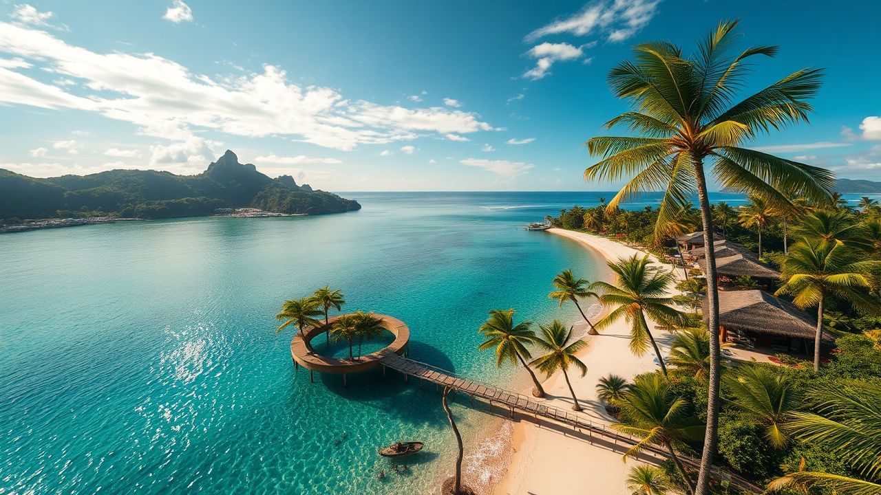 Glorious Tropical Island Beach from Above