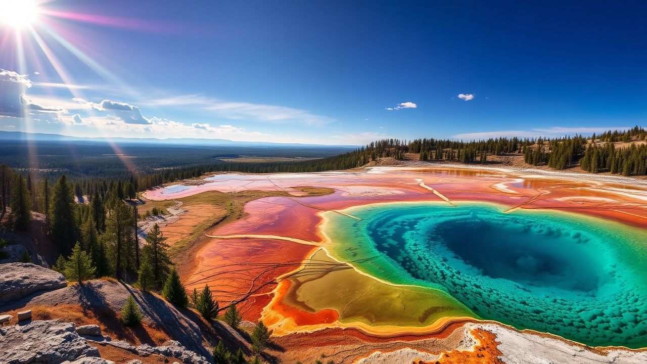 Serene Yellowstone Grand Prismatic in Spring