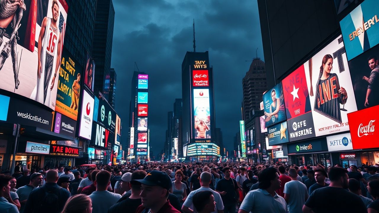 Luminous Times Square Billboards by Night