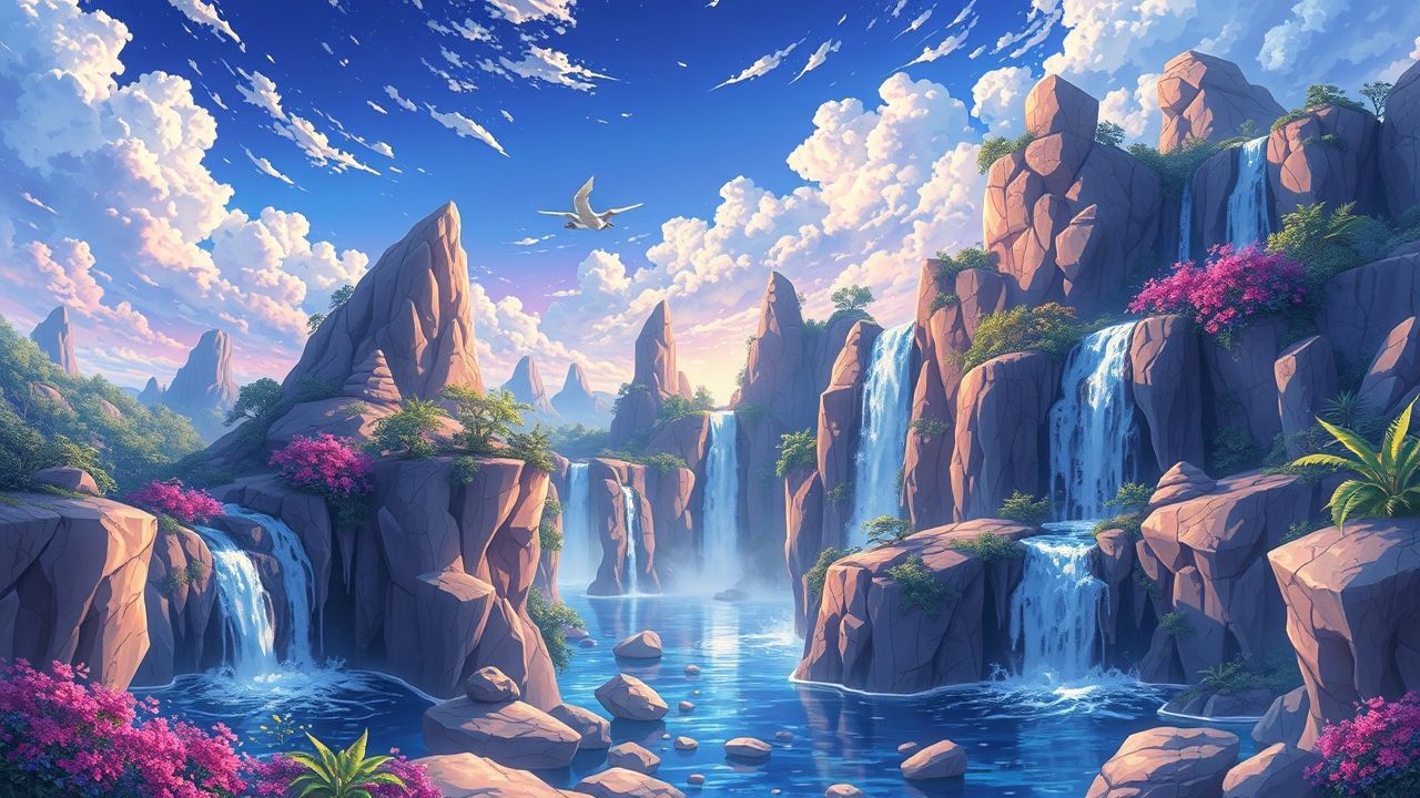 Enchanting Fantasy Landscape Floating Magic