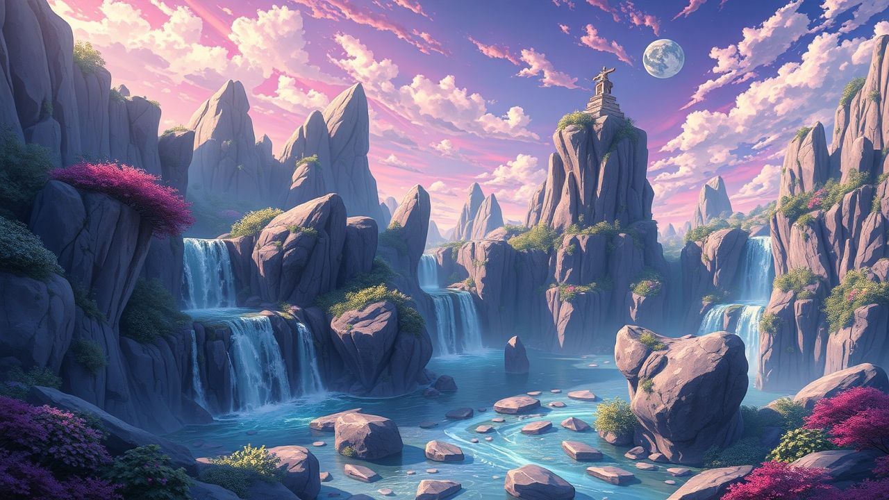 Blissful Fantasy Landscape Floating Magic