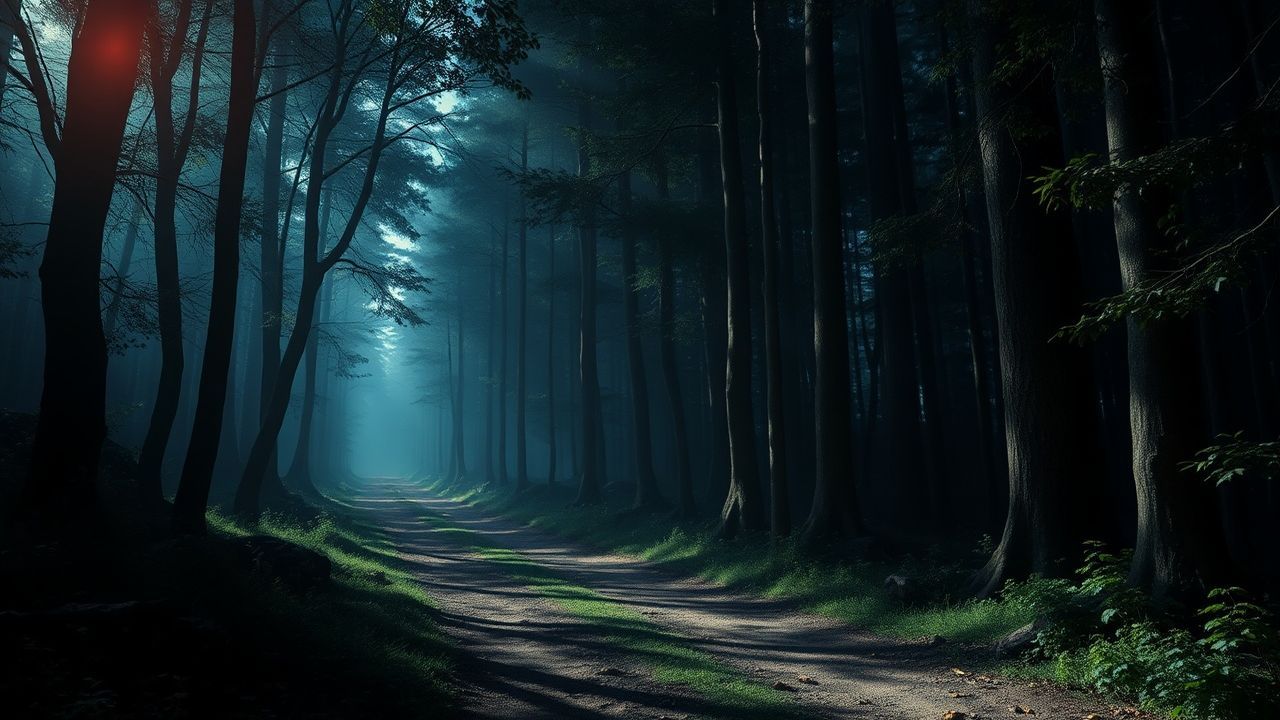 Haunting Dark Forest Path Glow
