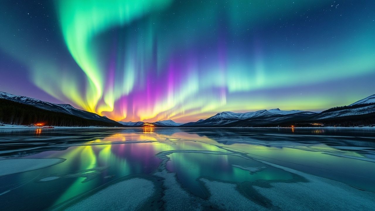 Breathtaking Aurora Borealis Green Frozen