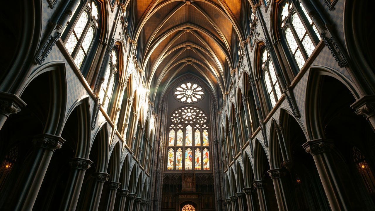 Ancient Gothic Cathedral Buttresses Drama