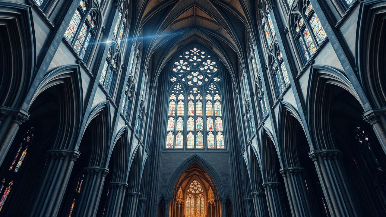 Monumental Gothic Cathedral Buttresses Drama