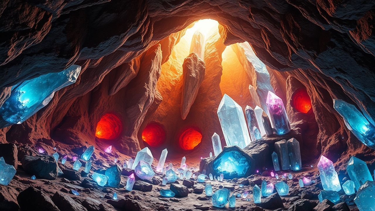Ancient Cave Gems Formations Crystal