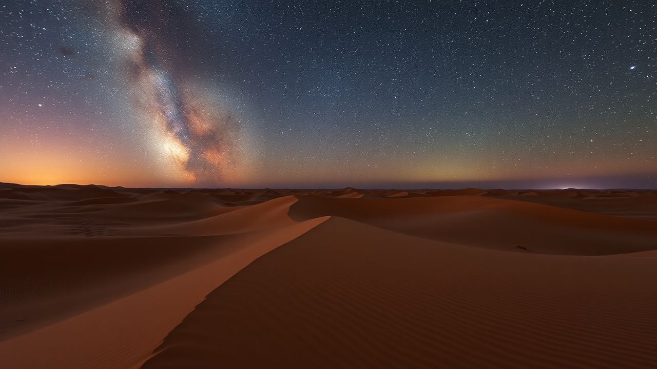 Golden Desert Milky Way by Night