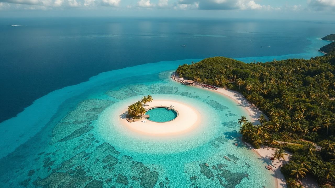 Ethereal Tropical Island Beach from Above