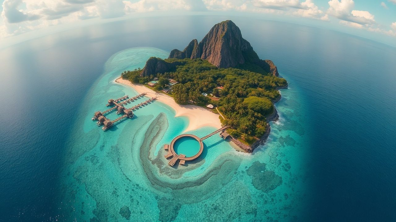 Wild Tropical Island Beach from Above