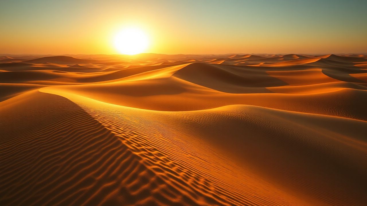 Serene Sahara Dunes Ripples in Golden Light