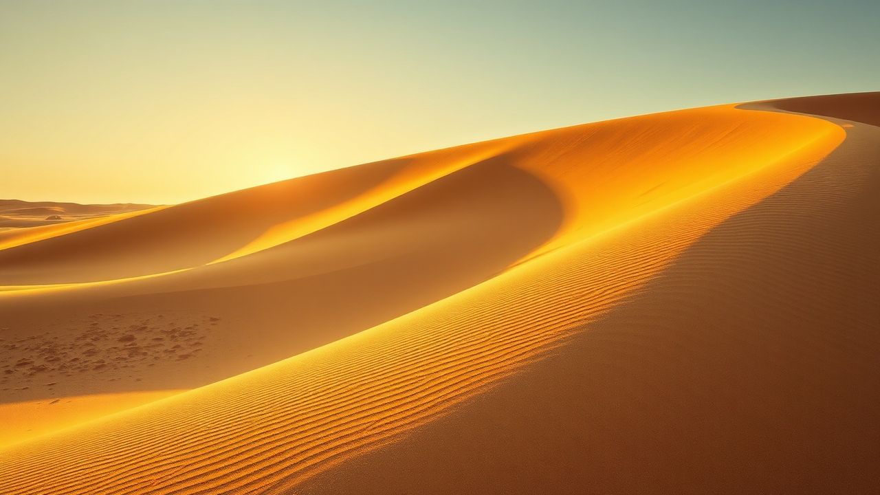 Pure Sand Dune Curve in Golden Light